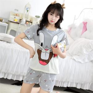 ชุดนอนแขนสั้น กางเกงขาสั้น ลายบันนี่ ผ้ายืดใส่สบาย ราคาถูก